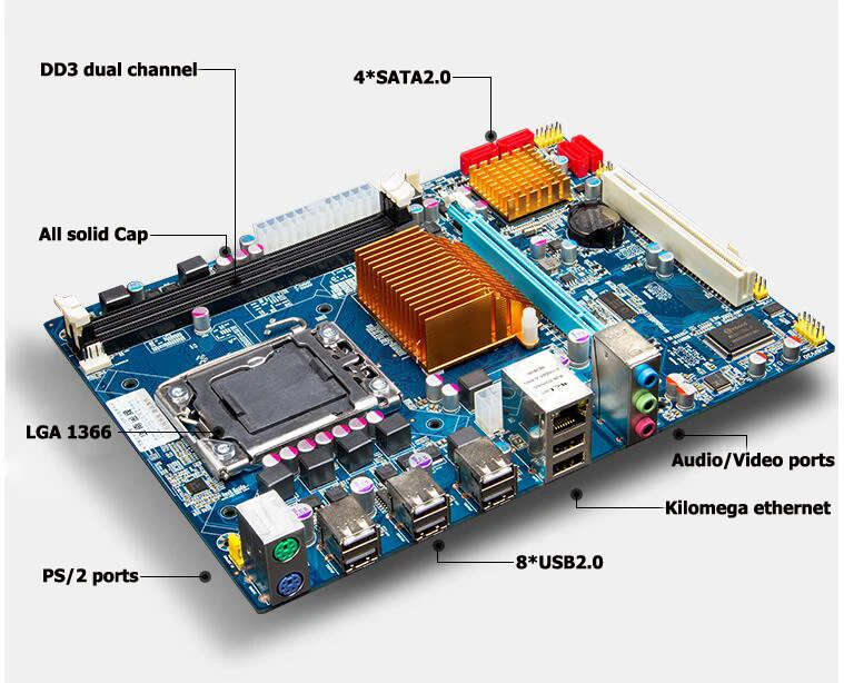 Huanan X58 материнской Процессор комбинации с охладитель LGA 1366 материнская плата Micro