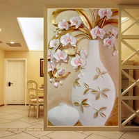 custom mural wall paper 3d embossed flower vase entrance corridor photo modern designs home decor wallpapers for living room