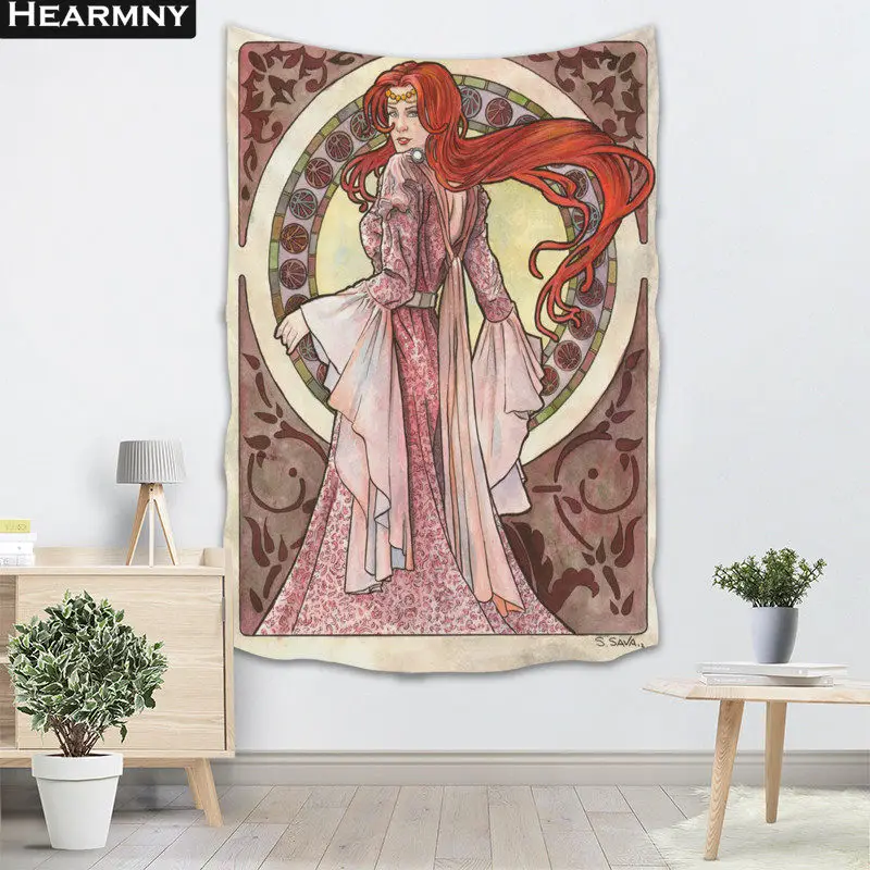 Alphonse Mucha гобелен настенный Декор рождественское шоу кусок для украшения дома палатка путешествия спальный коврик - Цвет: 19