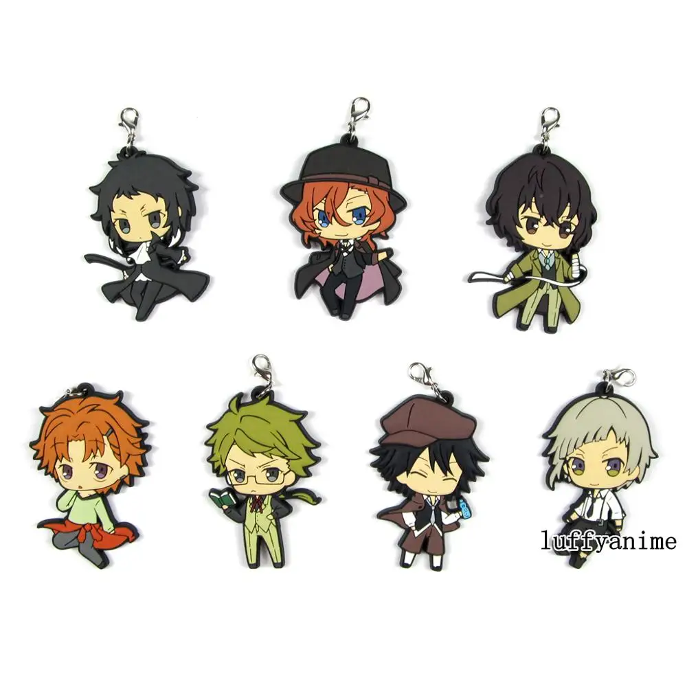 Bungo Stray Dogs Mascot Rubber Pendant Dazai Osamu Nakajima Atsushi Edogawa Ranpo Akutagawa Rynosuke Anime Phone Strap Keychain