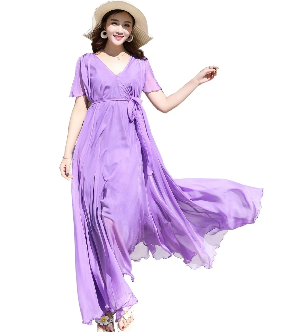 2018 Women's Chiffon Lightweight Bridesmaid Maxi Dress plus size celebrity/graduation/Dinner Beach Wedding Guest Sundress | Женская