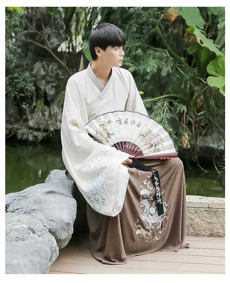 Hanfu для взрослых, Национальный сценический костюм для выступлений, для женщин и мужчин, Династия Цин, китайский стиль, традиционный праздничный костюм DN3506