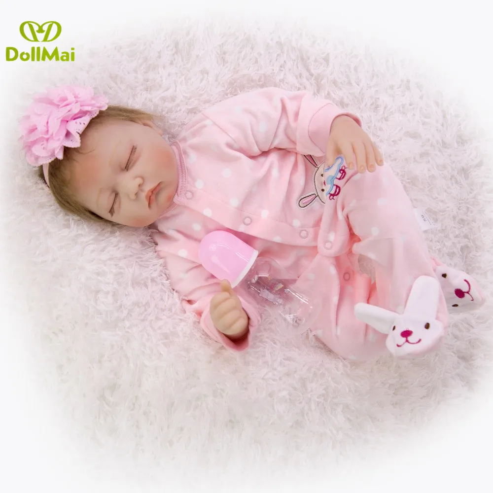 DollMai поддельные детские спящие силиконовые куклы 22 дюйма 55 см новорожденные