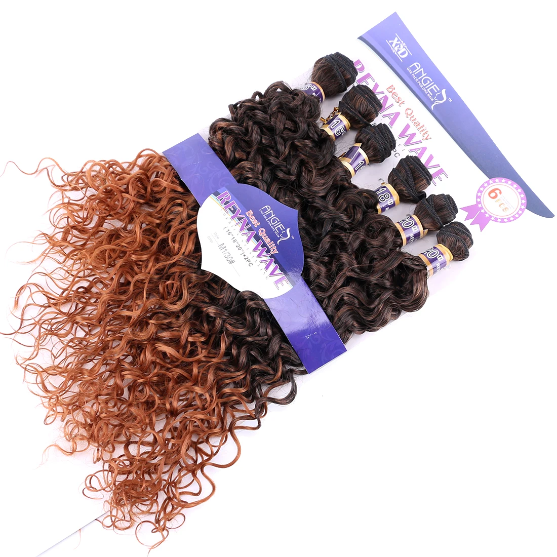 Synthetic Curly Hair Weaves Water Wave 6pcs/Lot Ombre Bundles 16&quot-20&quot 210g Double Weft Extension | Шиньоны и парики