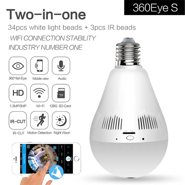 Качественная широкоугольная IP-камера 1080P Wi-Fi рыбий глаз инфракрасная HD