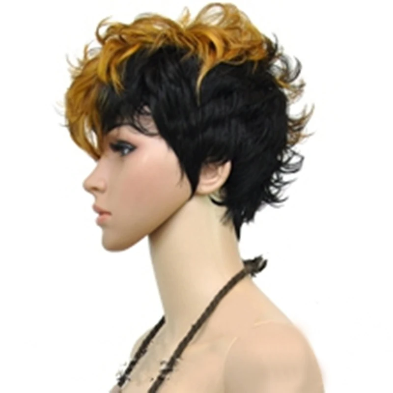 HAIRJOY женские 2 тона термостойкие синтетические волосы двойной цвет Короткие вьющиеся вечерние косплей парик 3 цвета