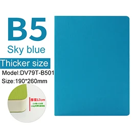 B5 sky blue notebook Deli, 1 шт., цветной блокнот B5, 8 цветов, яркий бизнес, простой блокнот, канцелярские принадлежности, B5, дневник, книга, толстая, Корейская, мягкая, кожаная книга - Цвет: B5 sky blue notebook