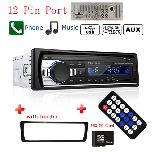 12 pin with 16G Card Podofo радио авто радио 1 Din Bluetooth SD MP3 плеер Coche Estereo Poste Para Авто аудио стерео Carro Samochodowe Automotivo - Цвет: 12 pin with 16G Card