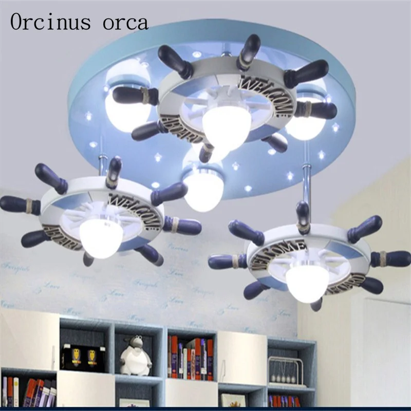 

Mediterranean rudder light LED children's room ceiling lamp eye protection creative boy girl bedroom lamp cartoon lamp