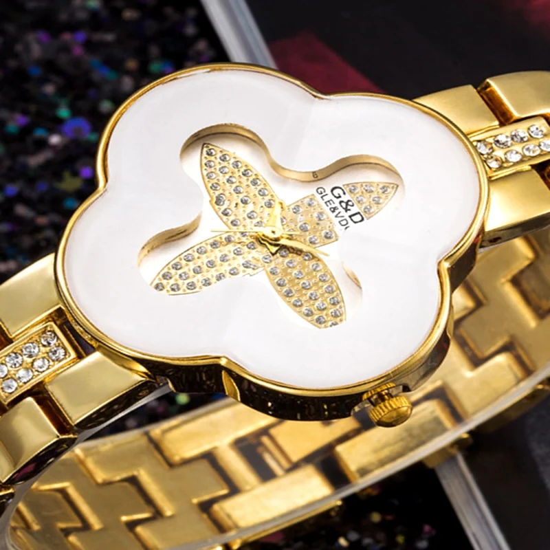 Модные женские часы montre femme 2018 классические золотые кварцевые из нержавеющей