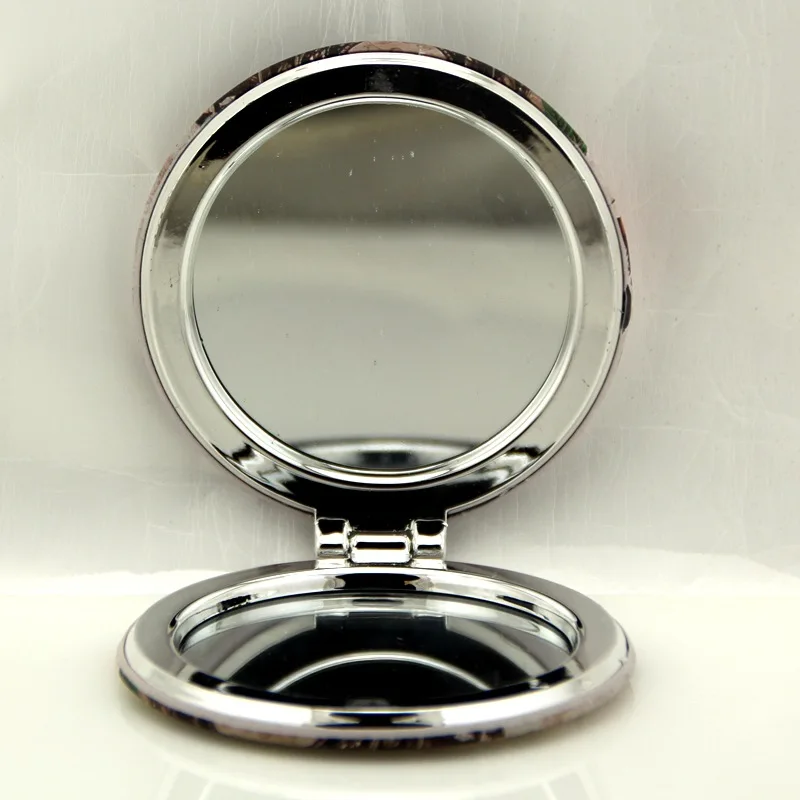 Портативное двухстороннее зеркало для макияжа с карманом рамка из нержавеющей
