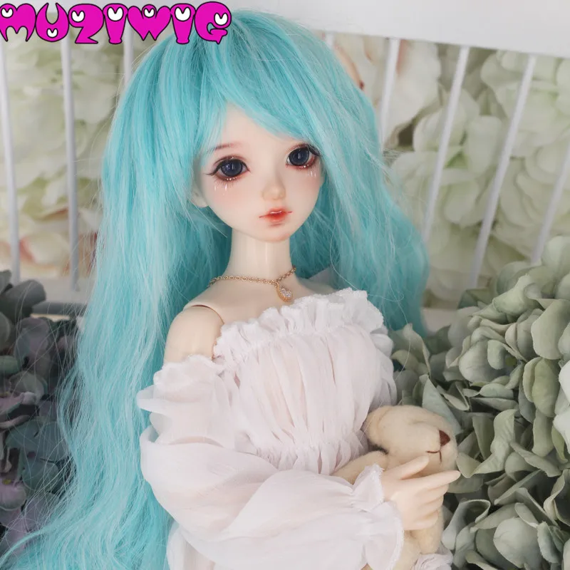 Корея Высокая температура волокна ярко-зеленая длинная волна BJD кукла волосы парик для 1/3 1/4 1/6 на выбор в продаже