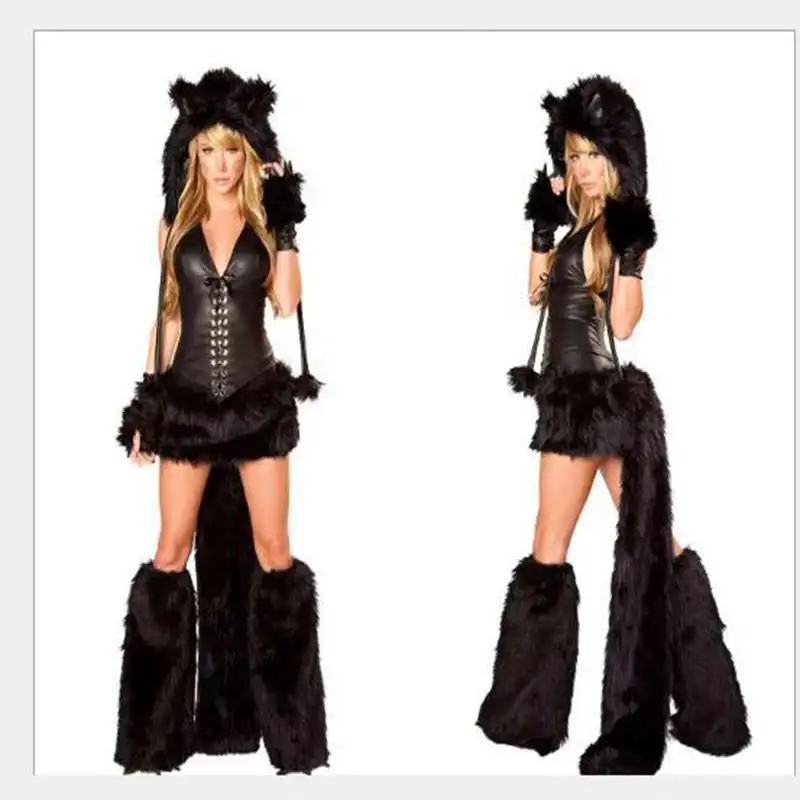 Костюм для косплея на Хэллоуин костюм черного кота женская сексуальная униформа