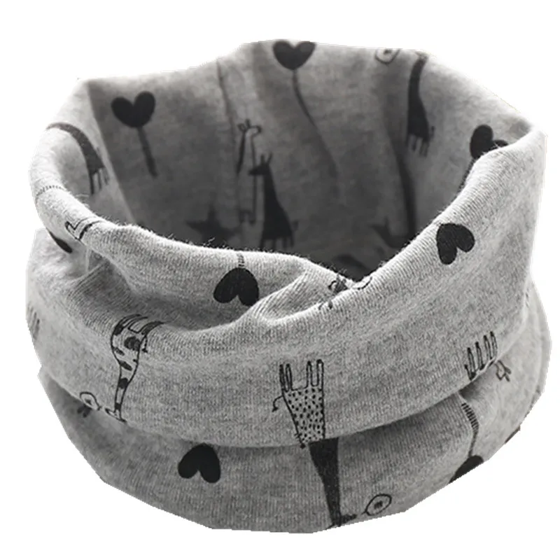 gray deer Осенне-зимний детский хлопковый плюшевый шарф, детский шарф для девочек, шарфы для мальчиков и девочек, детский шарф с круглым вырезом, волшебный шейный платок - Цвет: gray deer