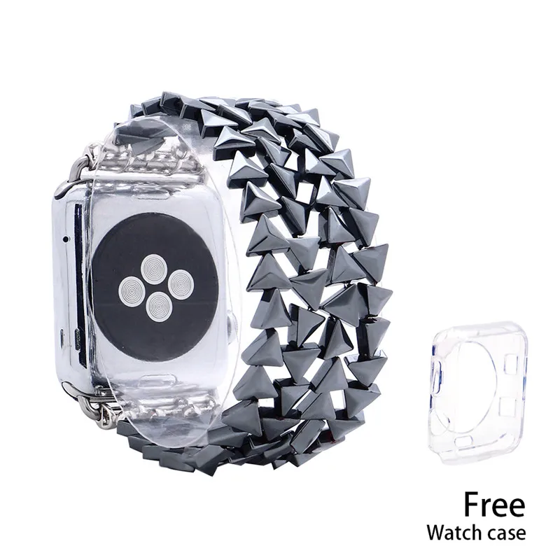 Ремешок из гематита Lureen для Apple Watch 5, 4, 3, 2, 1, 42 мм, 38 мм, резиновый ремешок для iwatch 5, 4, 3, 40 мм, 44 мм