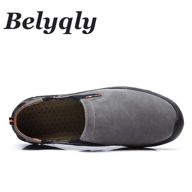 Belyqly 2018 осень мужские лоферы ботинки из свиной кожи слипоны Нескользящие Модные