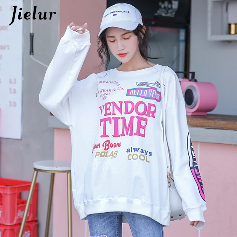 Jielur женские толстовки 2019 Мода корейский Harajuku флисовая женская Толстовка