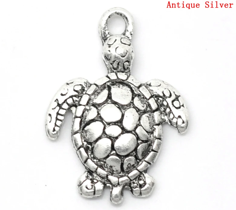 Подвески DoreenBeads из металлического сплава подвески с покрытием Tortoise серебристого