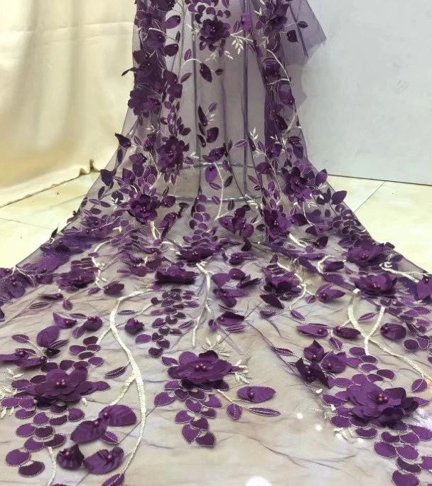 2018 New Style French Net Lace Fabric Flower African Tulle Mesh High Quality XZ64 | Дом и сад