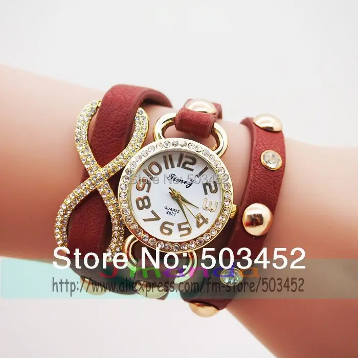 100 шт./лот модные женские часы в стиле бесконечности кварцевые наручные для