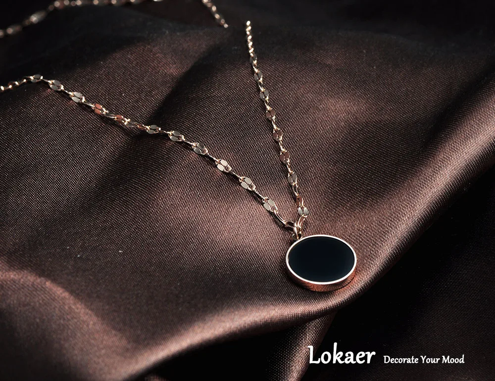 Lokaer Золото Цвет Roune акриловая цепочка с кулоном для женщин простой титана цепь из нержавеющей стали ожерелье s брендовые ювелирные изделия