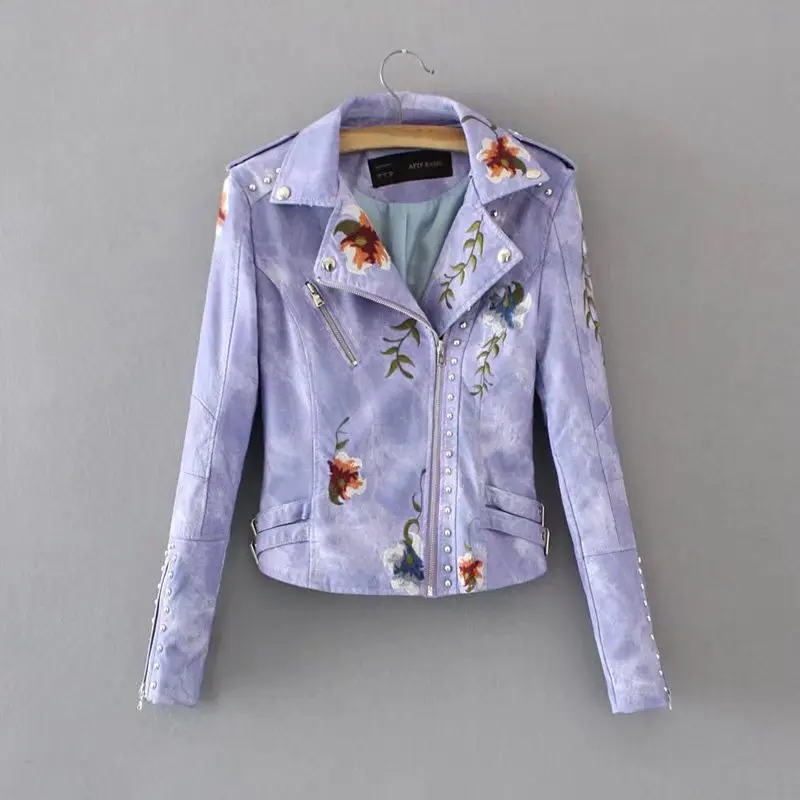 

Autumn Winter printing Leather Jackets PU leather jacket women biker jacket woman chaqueta mujer veste femme deri ceket