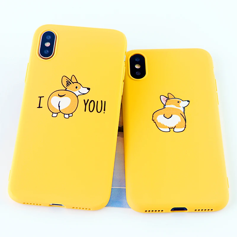 Модные телефонные Шкафы для IPhone X XS MAX XR 8 7 6 S Plus плотный Чехол I Love Corgi Мягкие