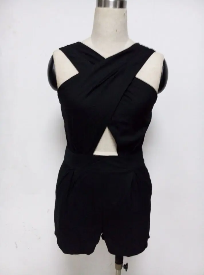 Black Style 1 Женский сексуальный Облегающий комбинезон Комби комбидресс без рукавов с карманами, летние модные пляжные шорты - Цвет: Black Style 1