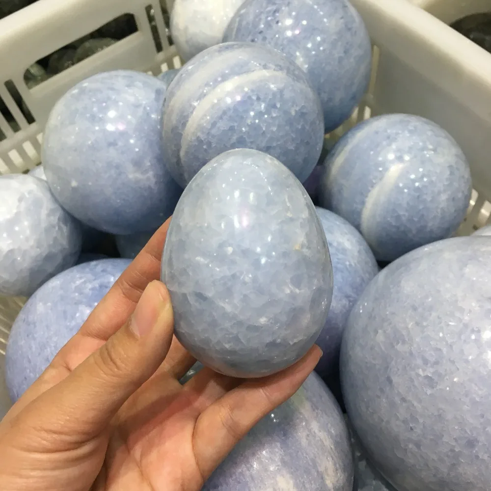 200-300g Natural Crystal Blue Celestite Crystal Specimen Egg-shape