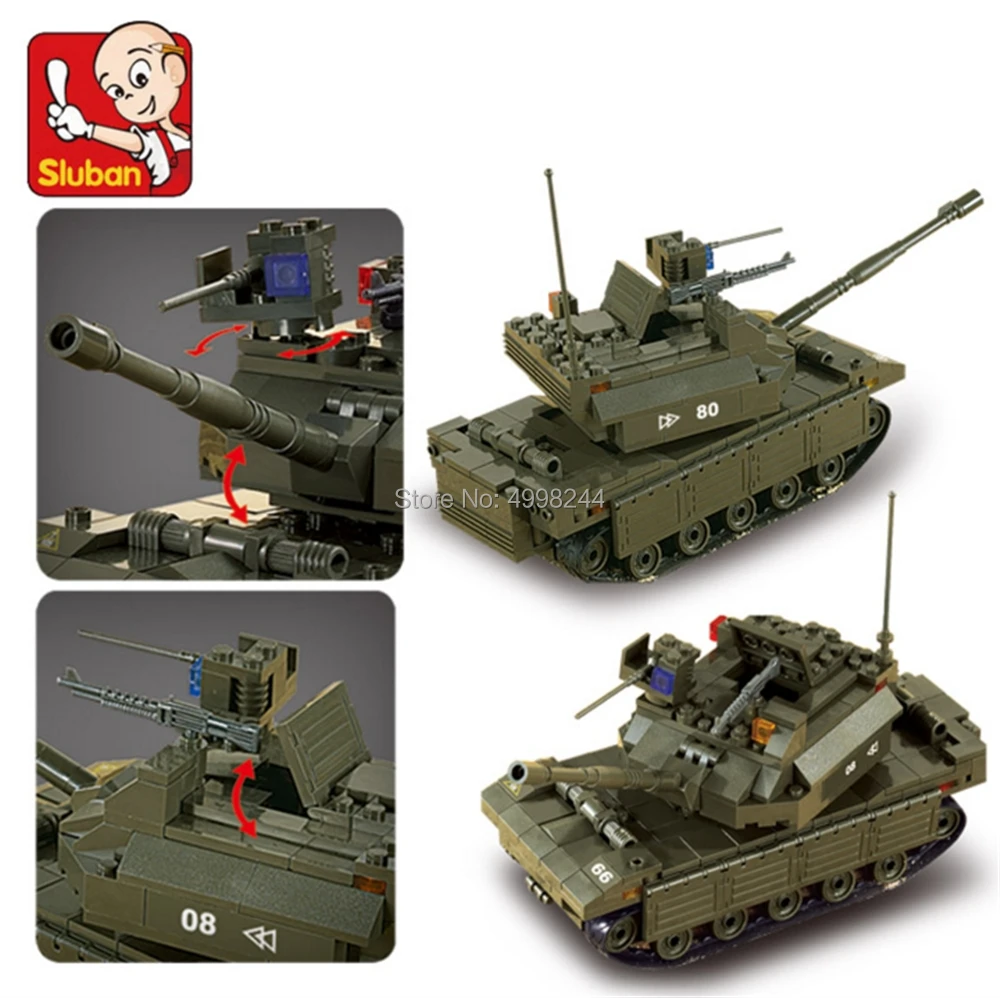 Sluban 6500 312 шт. в стиле милитари главный боевой танк строительный блок 4 игрушка |