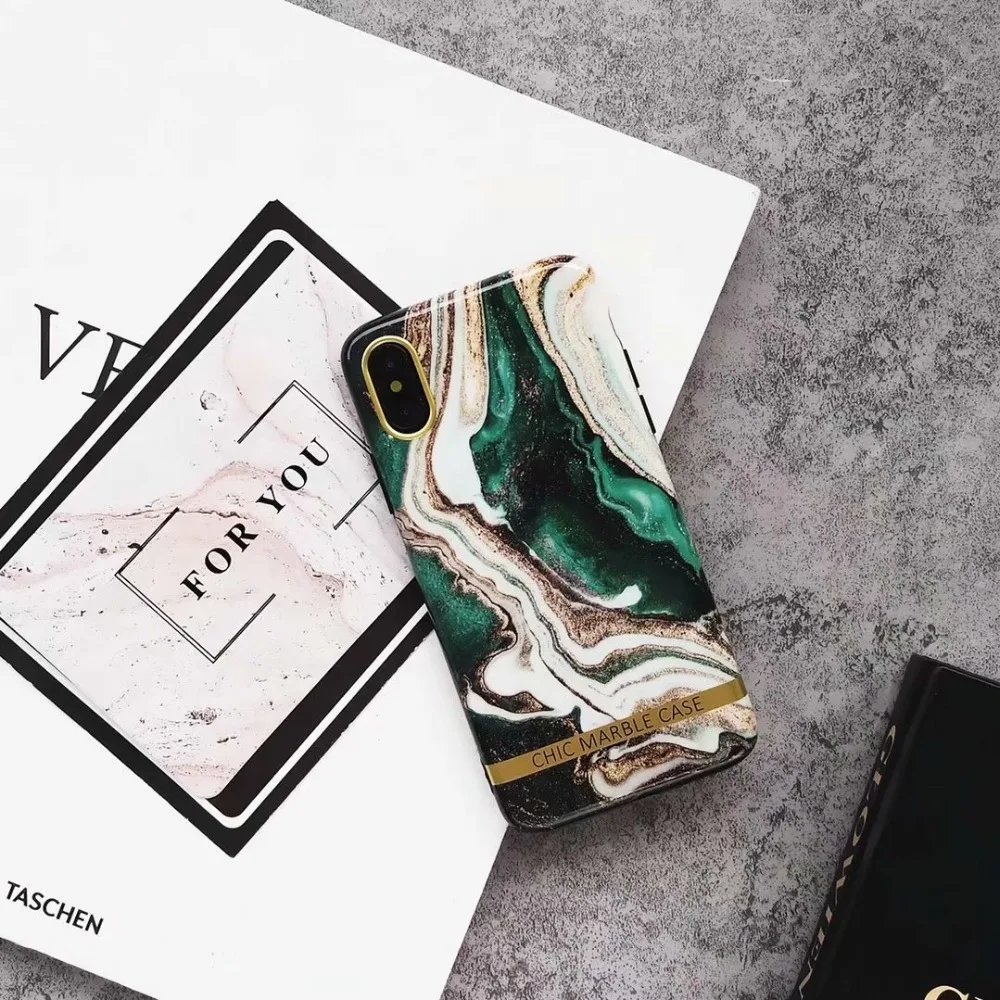 ORYKSZ For iPhone X 6 6S 7 8 Plus Luxury Marble Phone Case XR XS Max Gold Glossy Silicone Soft Cases Cover |