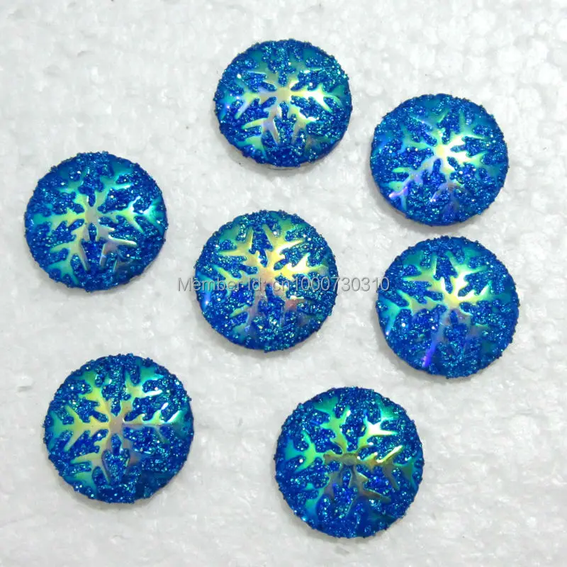 (50 pieces/lot) Resin AB color snowflake round/FlatBack Appliques/Christmas DIY craft K158*2 | Дом и сад