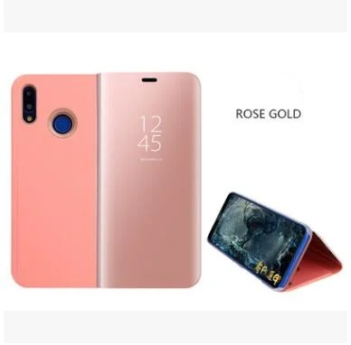 Розовый Для huawei P20 p20pro p20lite интеллектуальная зеркальная крышка с гальваническим покрытием вертикальный кронштейн защитная крышка - Цвет: Розовый