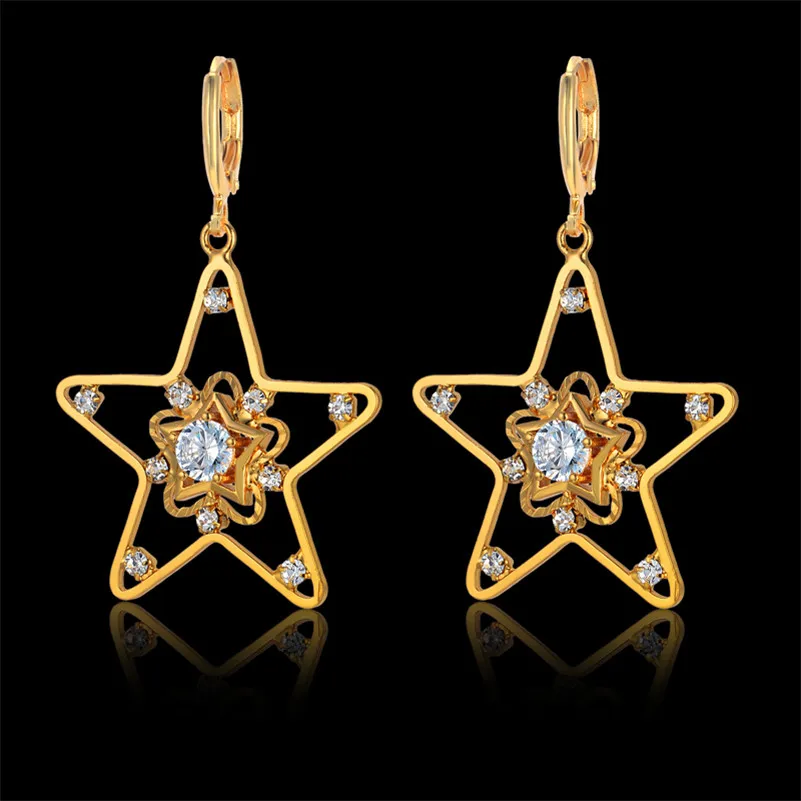 Золотые серьги со звездами для женщин/девочек/малышей модные ювелирные изделия