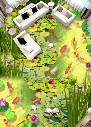 

[Самоклеящийся] 3D Лето лотосов 6 Non-slip Водонепроницаемый фото самоклеящиеся пол Mural Стикеры обои фрески печать деколь