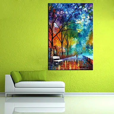 Ручная роспись влюбленных ходьба в тихом ните абстрактный Пейзаж Современная