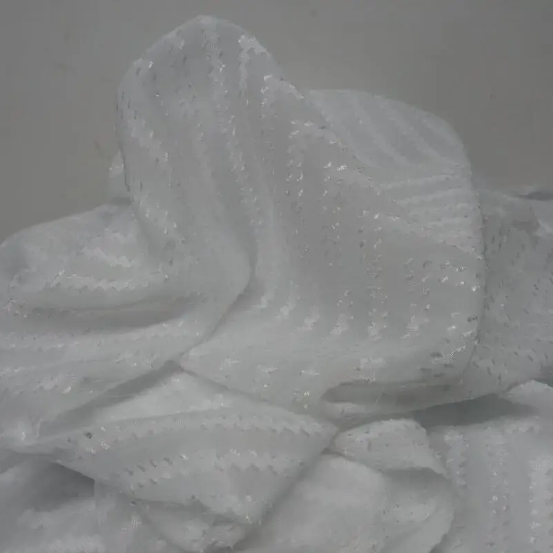 chiffon white swiss dot weave silky strips thin snow soft breathable DIY dress blouse fabric 100cm*150cm | Дом и сад