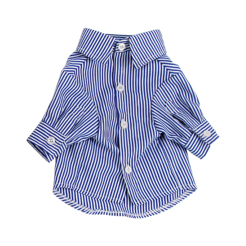 Blue Одежда для домашних животных, собак, кошек, костюм, зима-осень, полосатая рубашка, одежда для маленьких и средних собак, чихуахуа, французского бульдога, мопса, Йоркского пальто - Цвет: Blue