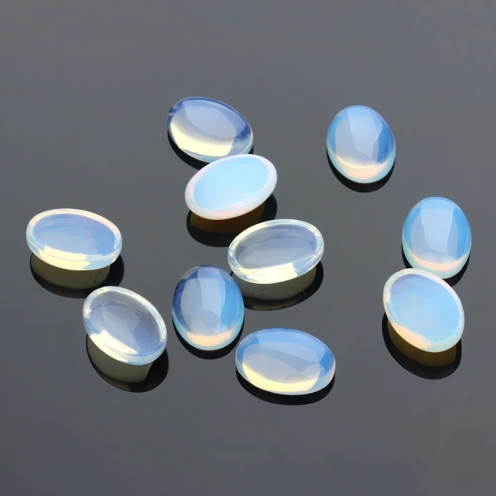 LOULEUR 10pcs/lot 10*14/13*18/18*25mm Natural Stone Cabochon Beads White Opal Oval Created For Jewelry Making | Украшения и
