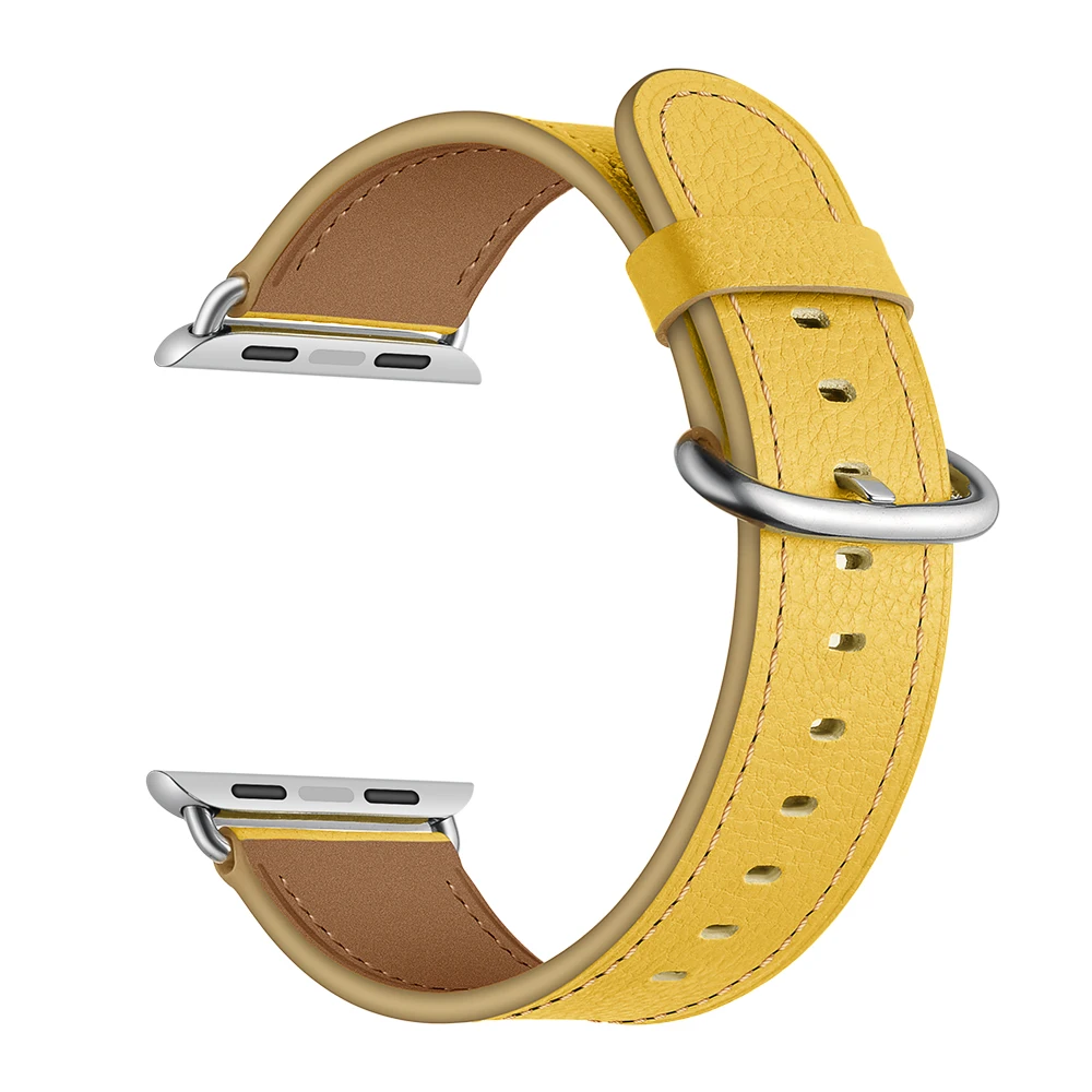 Ремешок из натуральной кожи для Apple Watch Series 4 милый цветной браслет 1 2 3 iWatch 38 42