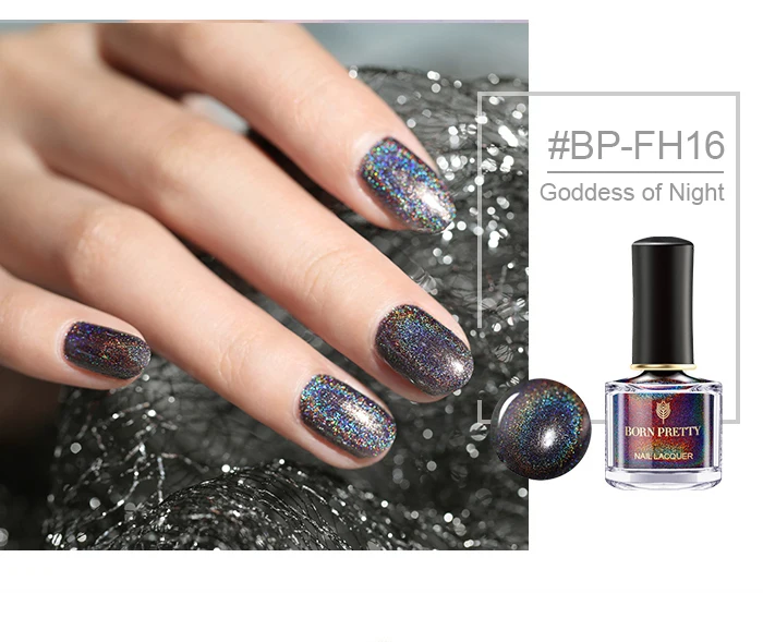 BORN PRETTY 6ml Iridescent Shiny Holographic Nail Polish Wonderworld Glitter Series Sequins Nail Art Lacquer Manicure Tools