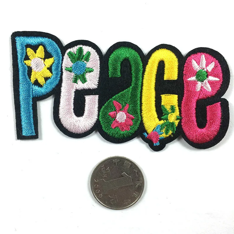 1pc Hot Love And Peace Girls Children Sequin Fabric Patches For Tshirt Hat Backpack Clothing Sewing High Quality Patch | Дом и сад