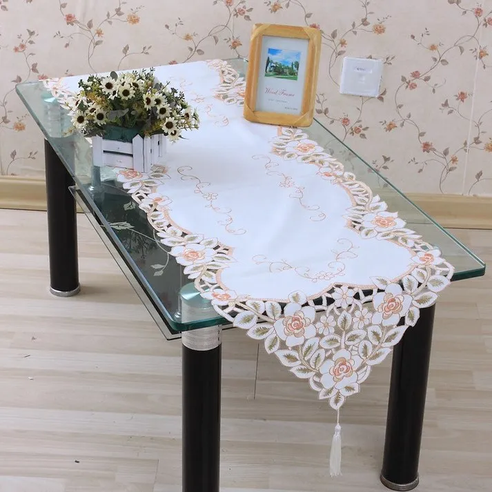 Скатерть vezon 40*200 см элегантная скатерть из полиэстера с цветочной вышивкой