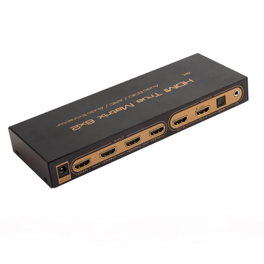 Новый HDMI матрица 6x2 Переключатель сплиттер PIP 4K 3D V1.4 с аудио EDID/ARC/аудио экстрактор