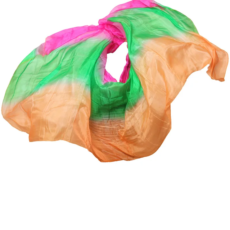 Регулируемая 100% Шелковая танцевальная вуаль ручной работы окрашенная