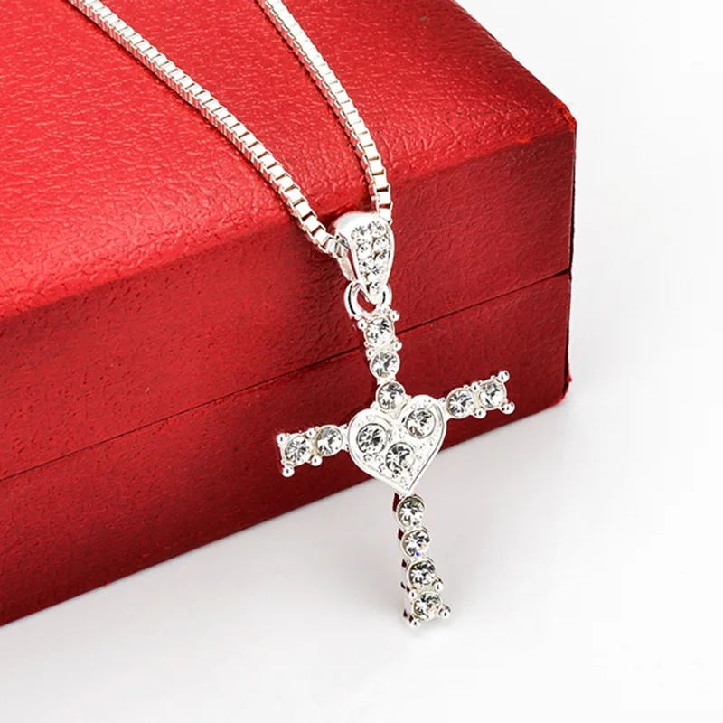Классический австрийский Кристалл Циркон крест кулон ожерелье высокого
