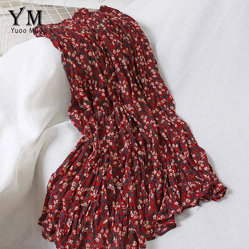 Style5Red YuooMuoo популярная красная плиссированная юбка с цветочным рисунком женская элегантная миди-юбка с высокой талией летняя трапециевидная Праздничная юбка в стиле бохо Женская юбка - Цвет: Style5Red