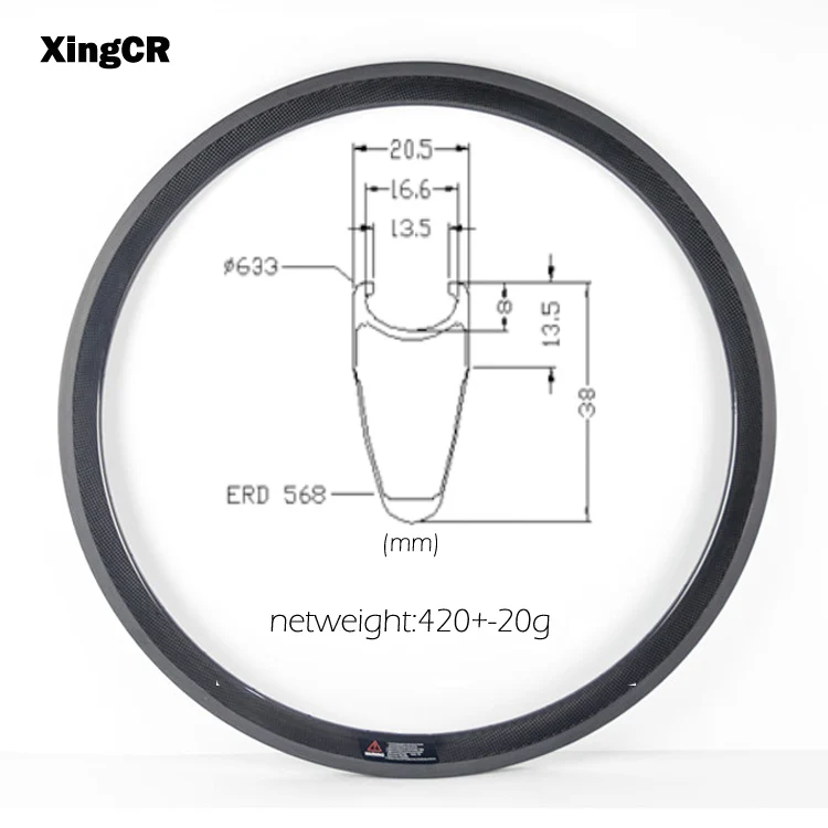 

Bike Rim 700c Clincher Tubeless Carbon Bike Rims 700c 20.5mm Width 38mm Depth Light Weight 16-32 Holes Road Bicycles Parts