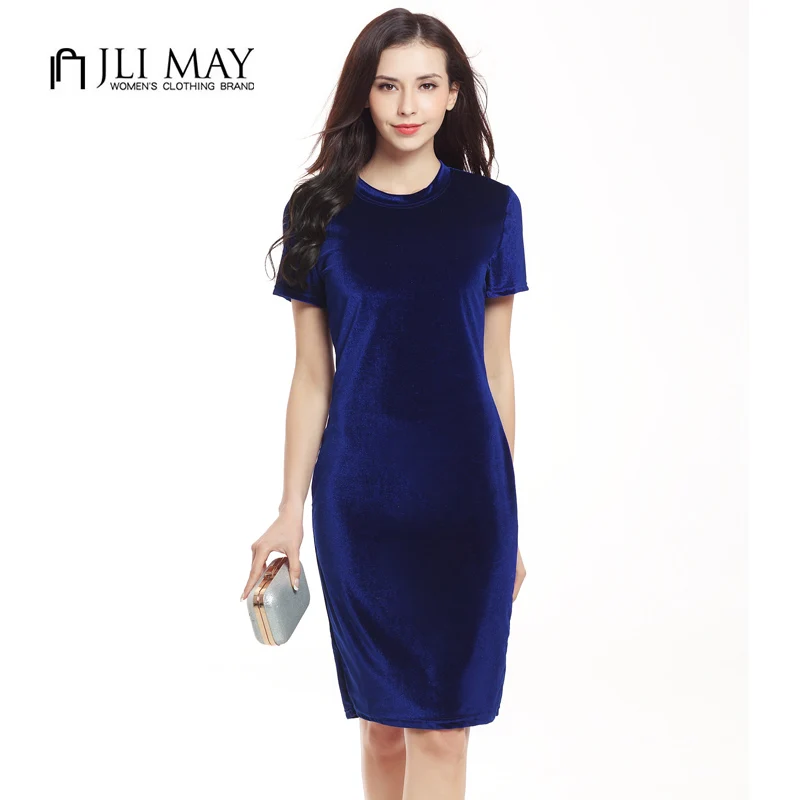 Женское облегающее платье JLI мая вельветовое средней длины с коротким рукавом и О