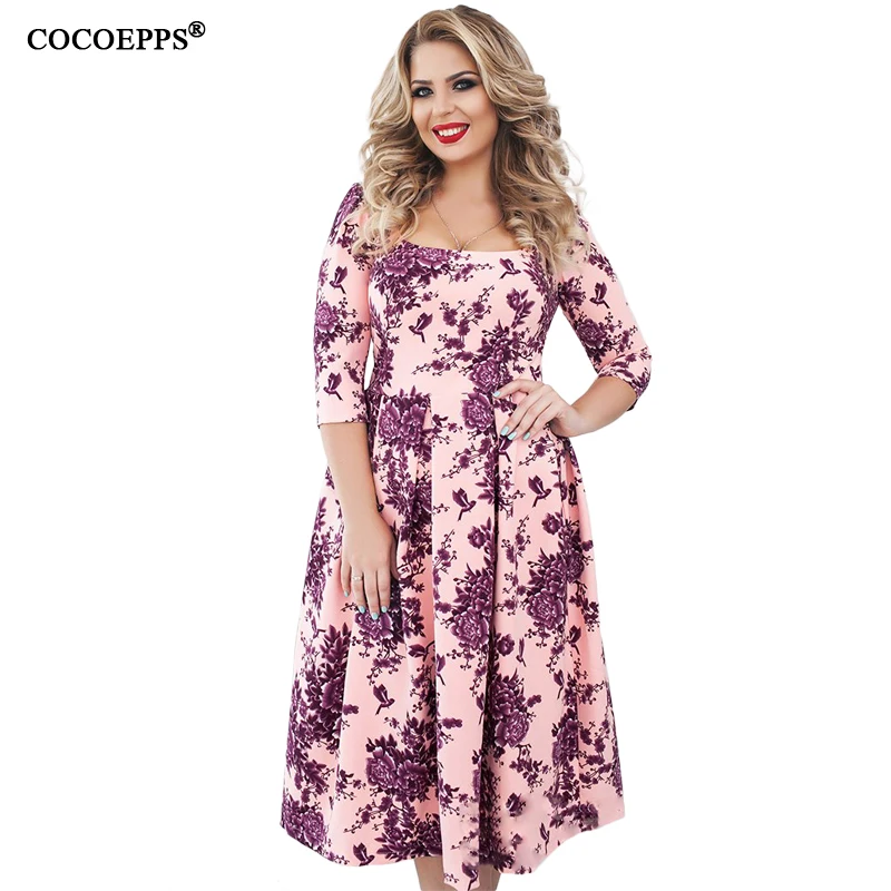 Женское платье с цветочным принтом большие размеры|vestidos plus|dress vestidosfemale office dresses |